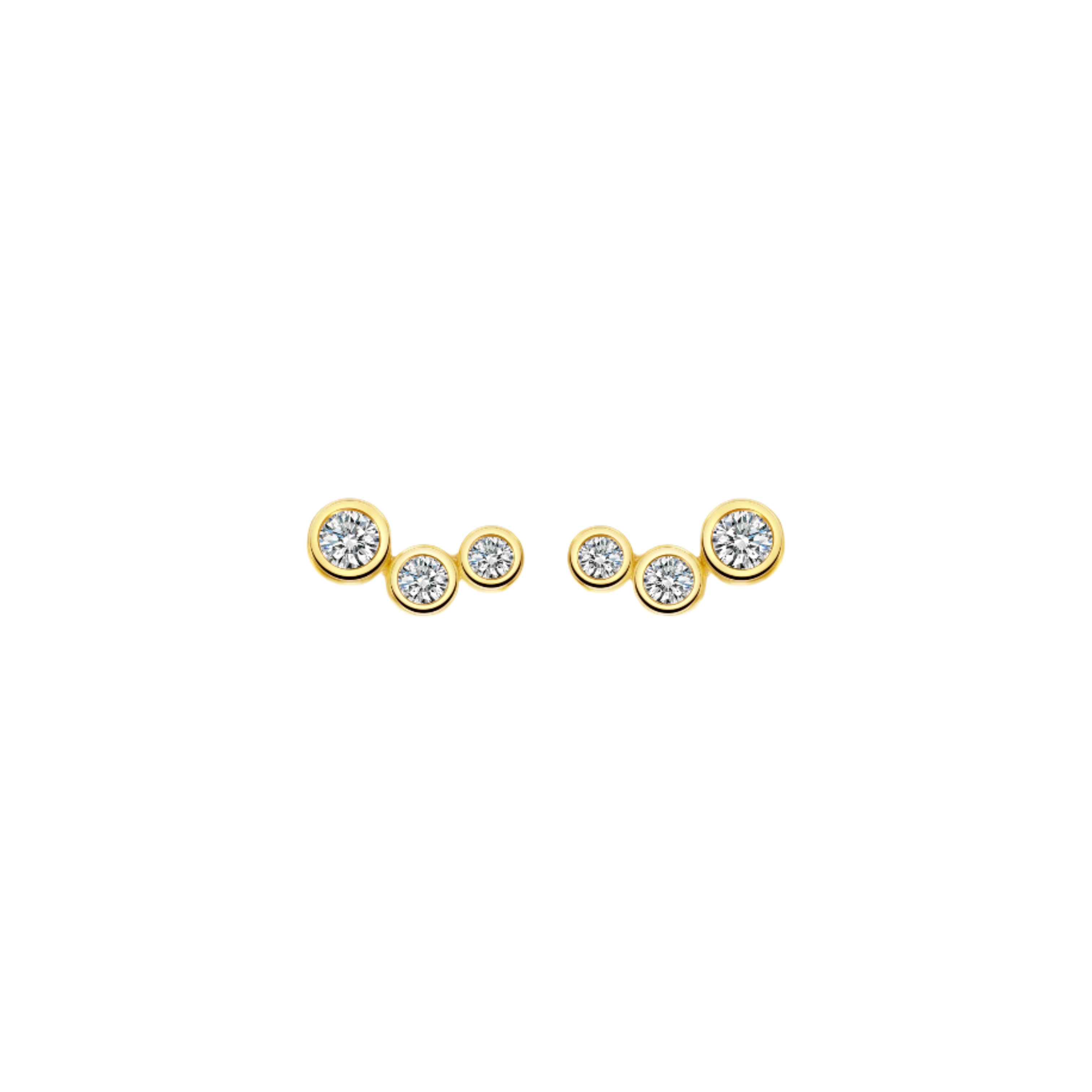 3 Stone Bezel CZ Earrings
