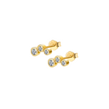 3 Stone Bezel CZ Earrings