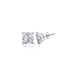3mm Princess Cut White Gold Earrings