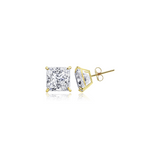 4mm Princess Cut Yellow Gold Earrings