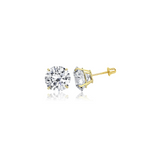 3mm Round Cut Yellow Gold Earrings