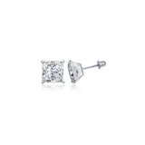 3mm Princess Cut White Gold Earrings
