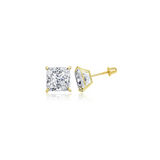 4mm Princess Cut Yellow Gold Earrings