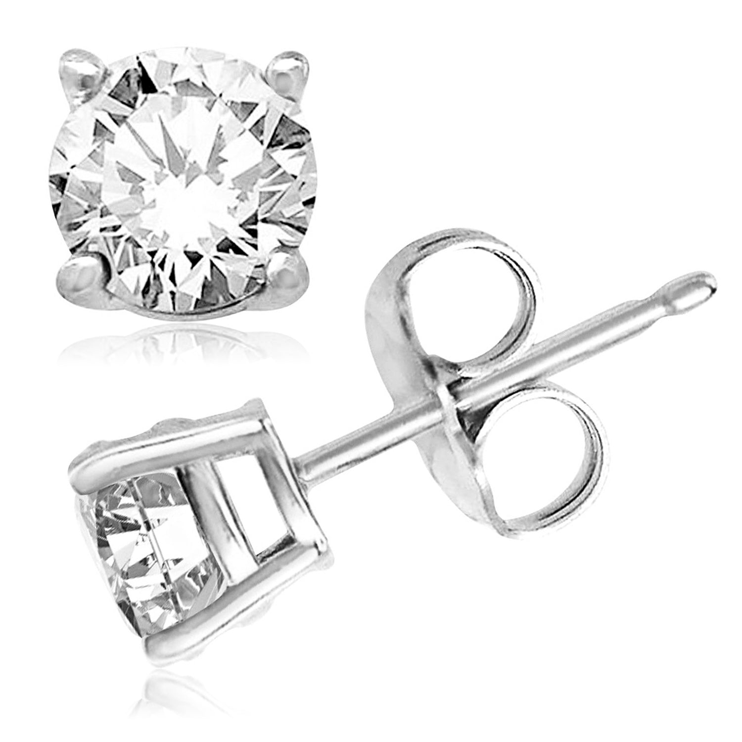Round Silver Stud Earrings