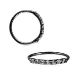 20g CZ Nose Ring | 925 Sterling Silver 7 Stone Hoop Ear Cartilage Helix Tragus (Single) ~ Silver | Black | Black Stones | Gold | Rose Gold