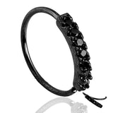 20g CZ Nose Ring | 925 Sterling Silver 7 Stone Hoop Ear Cartilage Helix Tragus (Single) ~ Silver | Black | Black Stones | Gold | Rose Gold