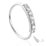 20g CZ Nose Ring | 925 Sterling Silver 7 Stone Hoop Ear Cartilage Helix Tragus (Single) ~ Silver | Black | Black Stones | Gold | Rose Gold