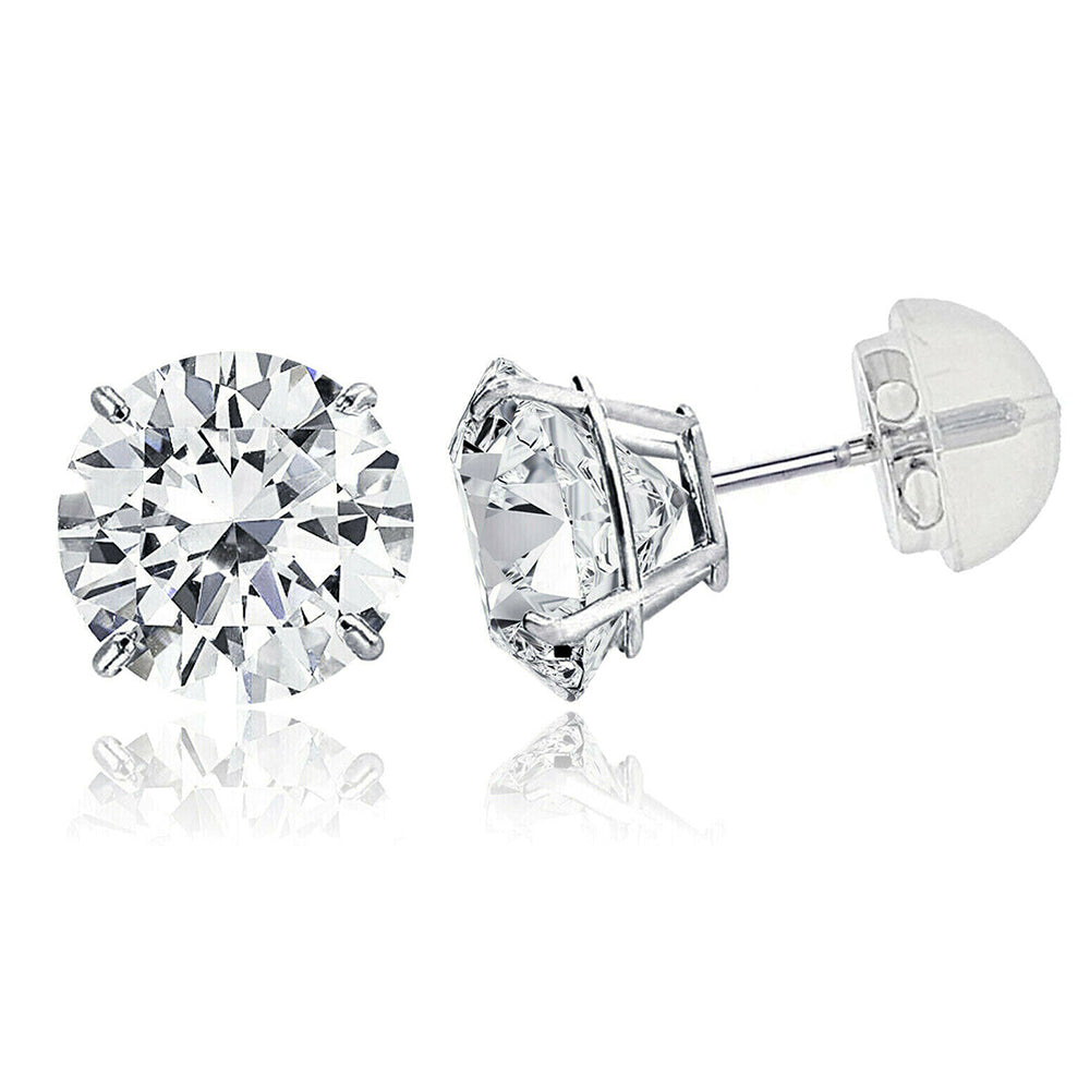 3mm Round Cut White Gold Earrings
