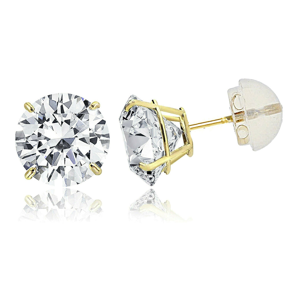 4mm Round Cut Yellow Gold Earrings